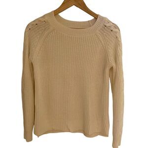 SO Cream medium Long sleeve sweater Criss cross sleeves white